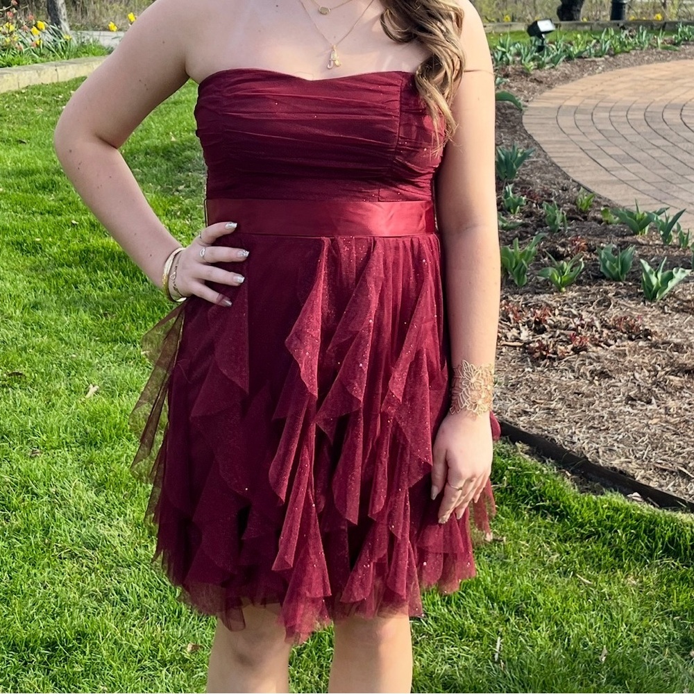 Teeze Me Strapless Burgundy Dress Size 7/8